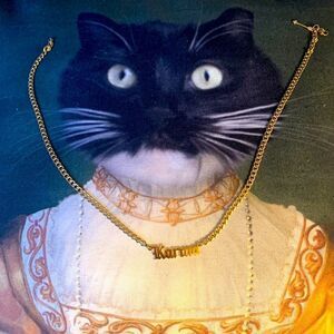 “KARMA” 18kt Gold Over Stainless Steel 19” Designer Necklace. New